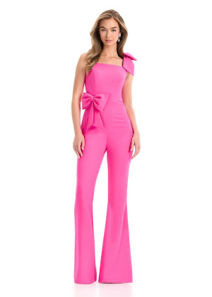 Ashley Lauren 12052 Long Black-Tie Jumsuit With Jersey