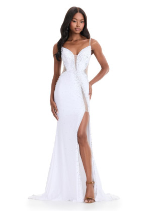 Ashley Lauren 12071 Long Casino Night Dress With Sleek Jersey