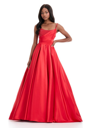 Ashley Lauren 12086 Long Symphony Dress With Scoop Neck A-Line