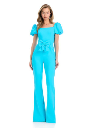 Ashley Lauren 12089 Long Red Carpet Jumpsuit With Chic Scuba