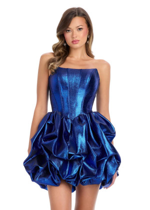 Ashley Lauren 4789 Dress With Strapless Scoop Neck Metallic Brocade