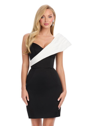 Ashley Lauren 4810 Cocktail Dress With Crepe V Neck Cocktail Dress