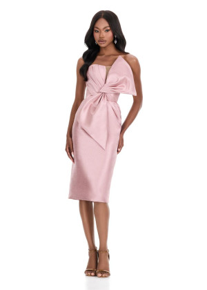 Ashley Lauren 4820 Semi-Formal Dress With Luxurious Mikado Midi Dress