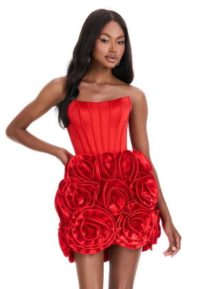 Ashley Lauren 4831 Cocktail Dress With Satin Mini Dress Strapless