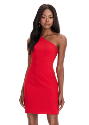 Ashley Lauren 4834 Party Dress With One Shoulder Sleek Mini Dress