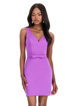 Ashley Lauren 4835 Homecoming Dress With Sleek Crepe Sleeveless