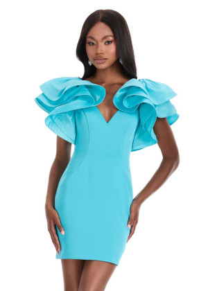 Ashley Lauren 4841 Semi-Formal Dress With Luxurious Crepe And Taffeta