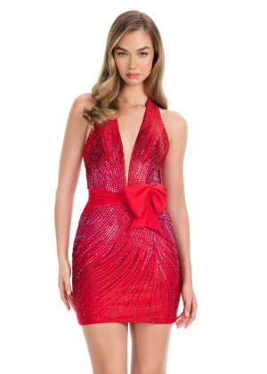 Ashley Lauren 4854 Cocktail Dress With Fully Beaded Jersey Mini