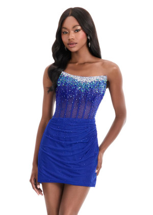 Ashley Lauren 4856 Guest Of Wedding Dress With Strapless Beaded Mini