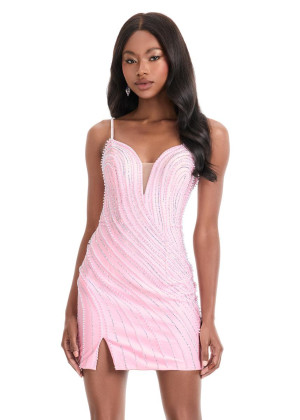 Ashley Lauren 4860 Evening Cocktail Dress With Fitted Jersey Mini