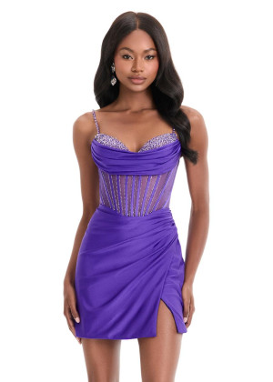 Ashley Lauren 4864 Dress With Soft Jersey Mini With Elegant Beading