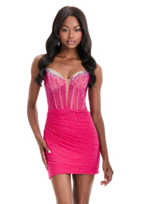 Ashley Lauren 4877 Homecoming Dress Dazzling Press-On Ombre Beaded