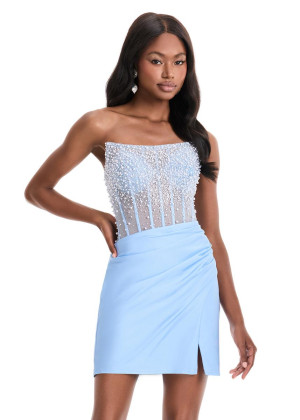 Ashley Lauren 4923 Homecoming Dress With Strapless Scoop Neck Mini