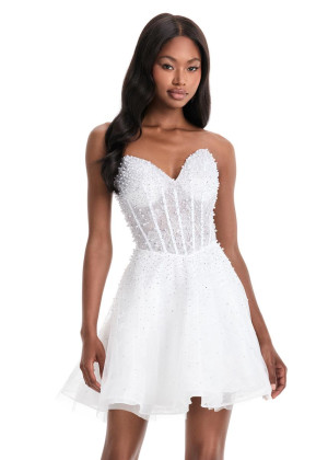 Ashley Lauren 4924 Evening Cocktail Dress With Lace Short