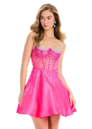 Ashley Lauren 4927 Reception Party Dress With Satin Short