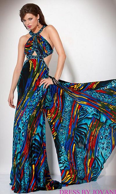 Jovani Beyond Wild Colorful Print Prom Dress B225: French Novelty