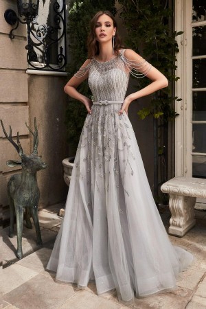 Ladivine B710 Striking Beaded Illusion Gown