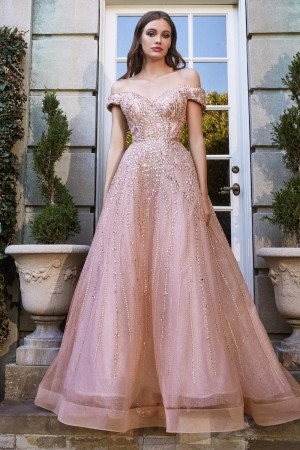 Ladivine B715 Beaded Illusion Formal Dress