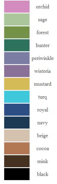 Bari Jay Bridesmaids Bella Chiffon and Charmeuse Color Chart
