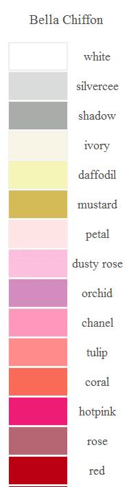 Bari Jay Bridesmaids Bella Chiffon Color Chart