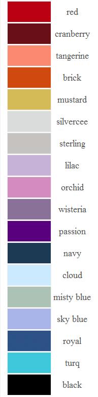 Bari Jay Bridesmaids Jolie Satin Color Chart