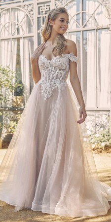 Nox Anabel C1107W Sheer Corset A-Line Wedding Gown