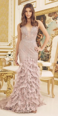 Nox Anabel C1111 Mermaid Gown with Feathers