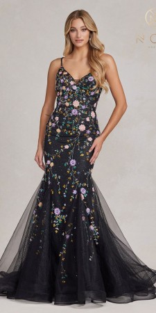 Nox Anabel C1117 Floral Beaded Mermaid Gown