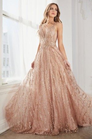 Ladivine C32 Sheer Beaded Prom Dress