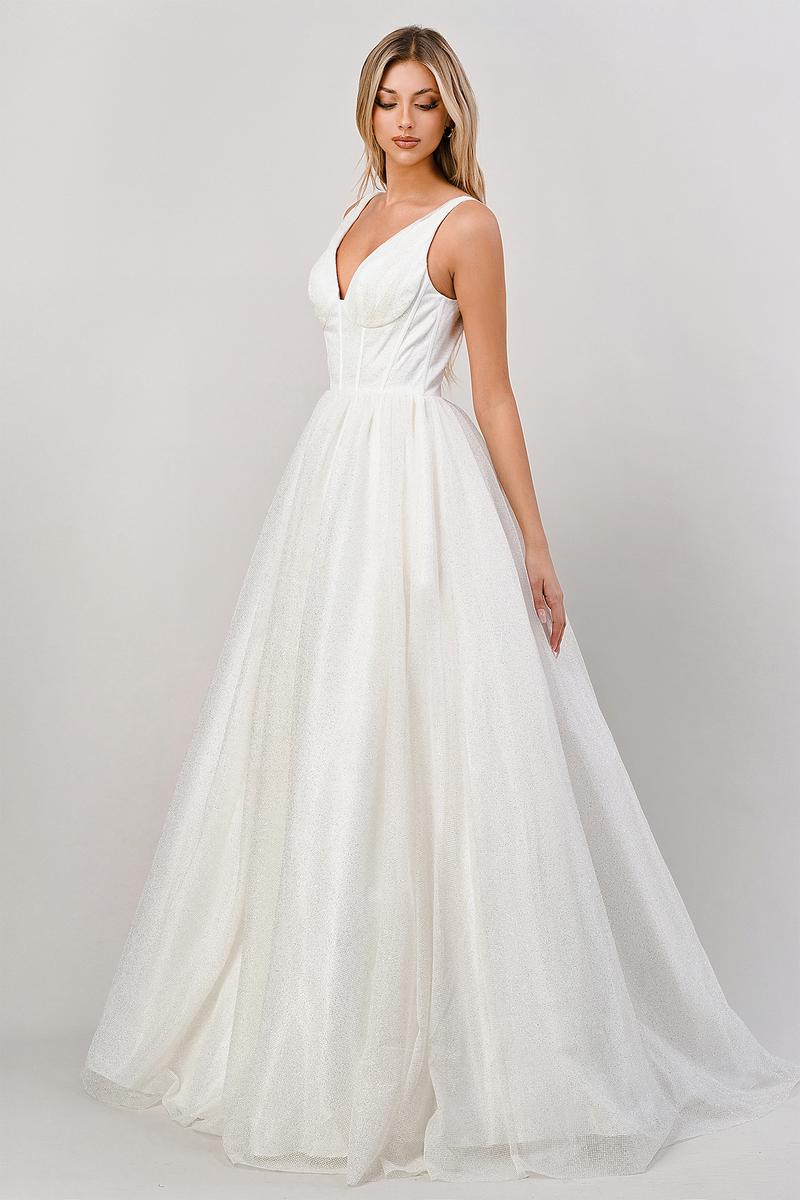French Novelty: Ladivine by Cinderella Divine CB077W Glitter Wedding Dress