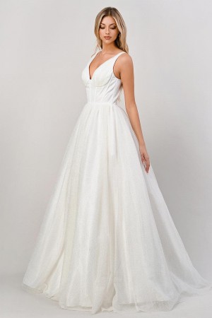 Ladivine by Cinderella Divine CB077W Glitter Wedding Dress