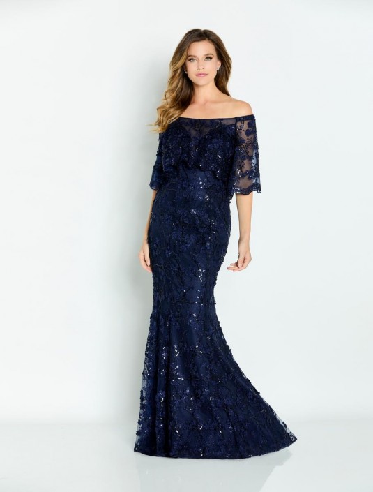 French Novelty Cameron Blake CB135 Off Shoulder Embroidered MOB Gown