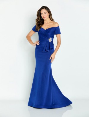 Size 20 Sapphire Cameron Blake CB141 Off Shoulder Pleated Mothers Gown