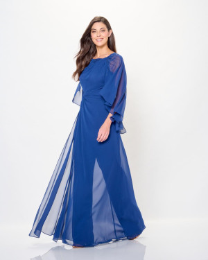 Cameron Blake CB3242 Sheer Capelet Gown over Jumpsuit
