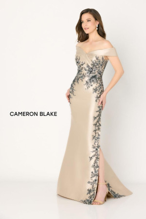 Cameron Blake CB777 Floral Embroidered Off Shoulder Gown