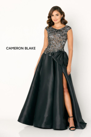 Cameron Blake CB778 Sheer Floral Top A-Line Gown