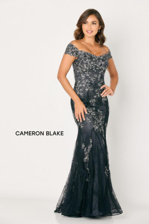 Cameron Blake CB792 Stretch Lace Off Shoulder Gown