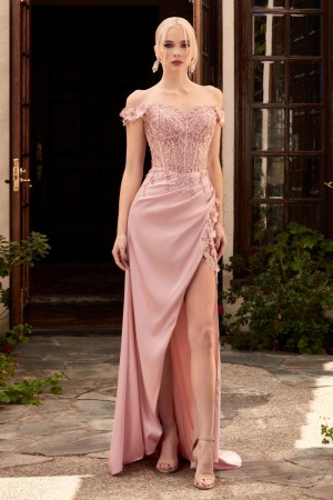 Ladivine CD0186 Off Shoulder Corset Gown
