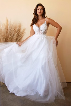 Ladivine by Cinderella CD0195W Lace Top Wedding Dress