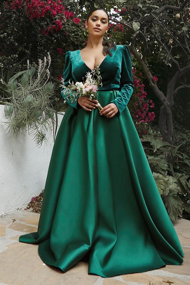 Novelty: Ladivine CD226C Long Sleeve Plus Size Gown