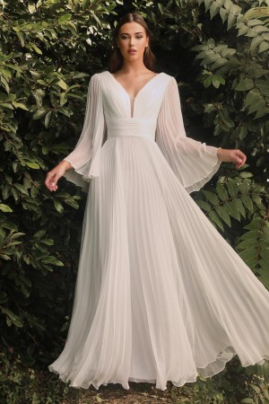 Cinderella Divine CD242W Pleated Boho Wedding Dress