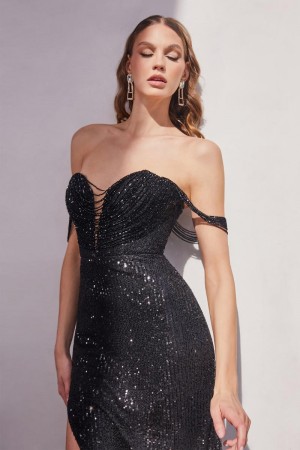 Ladivine CD290 Off Shoulder Sequin Prom Dress