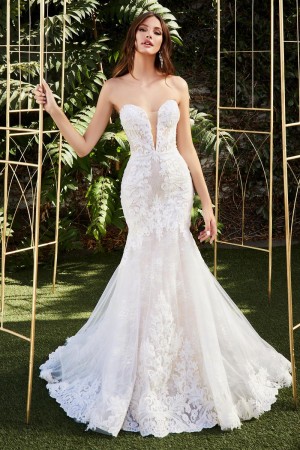 Ladivine CD928 Off White Lace Trumpet Gown