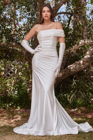 Ladivine CD986W One Off Shoulder Wedding Dress