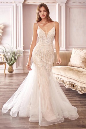 Ladivine CDS401 Shimmering Sheer Mermaid Gown