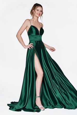 Cinderella Divine CJ523 A-Line High Slit Gown