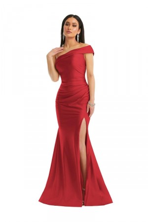 Cynthia and Sahar CS107 One Shoulder High Slit Gown