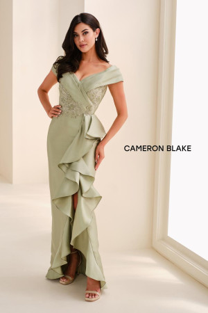 Cameron Blake CB823 Long Formal Party Dress Tip of Shoulder Mikado