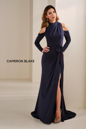 Cameron Blake CB912 Long Mob Dress Featuring AJersey Sheath Silhouette