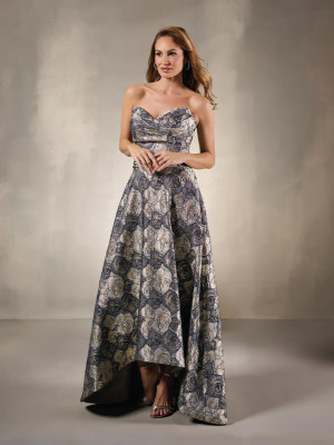 Christina Wu Elegance 17213 Guest Of Wedding Gown With Strapless Metallic Brocade